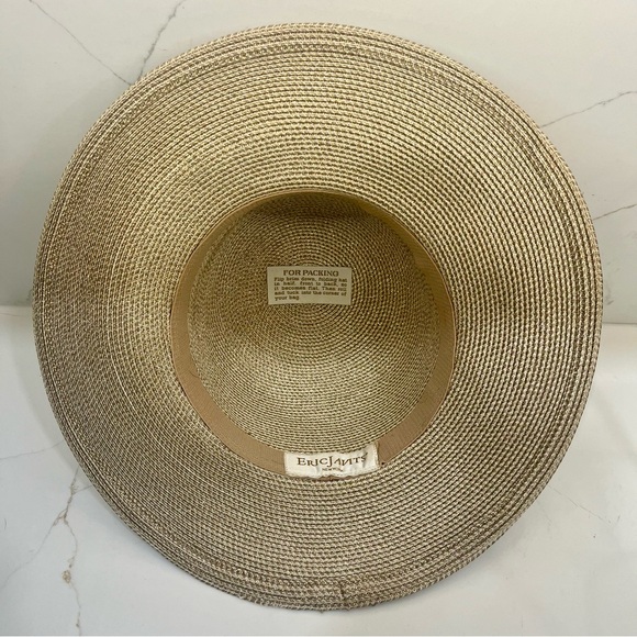 Eric Javits Wide Rim Woven & Gold Metallic Sun Hat NWOT - Picture 6 of 6